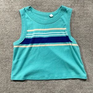 PacSun teal tank top w/ stripes; S
